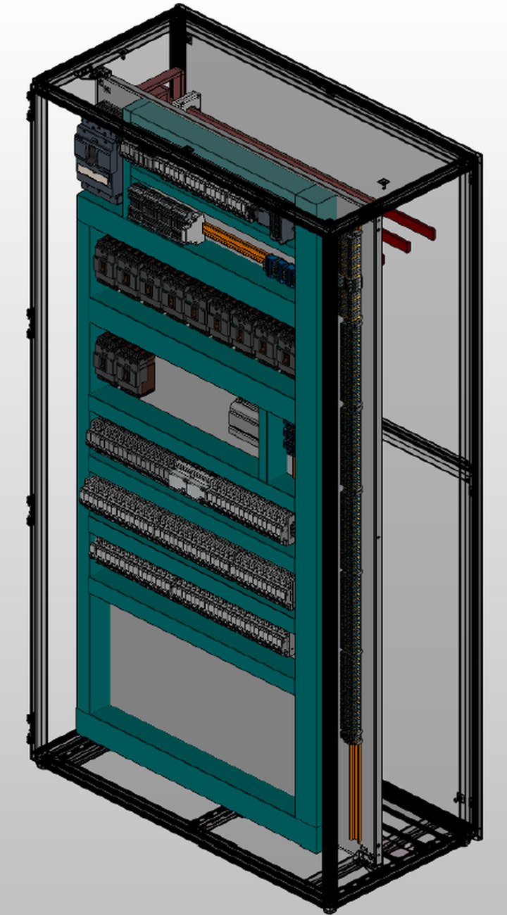 Modelo 3D do mesmo painel elétrico